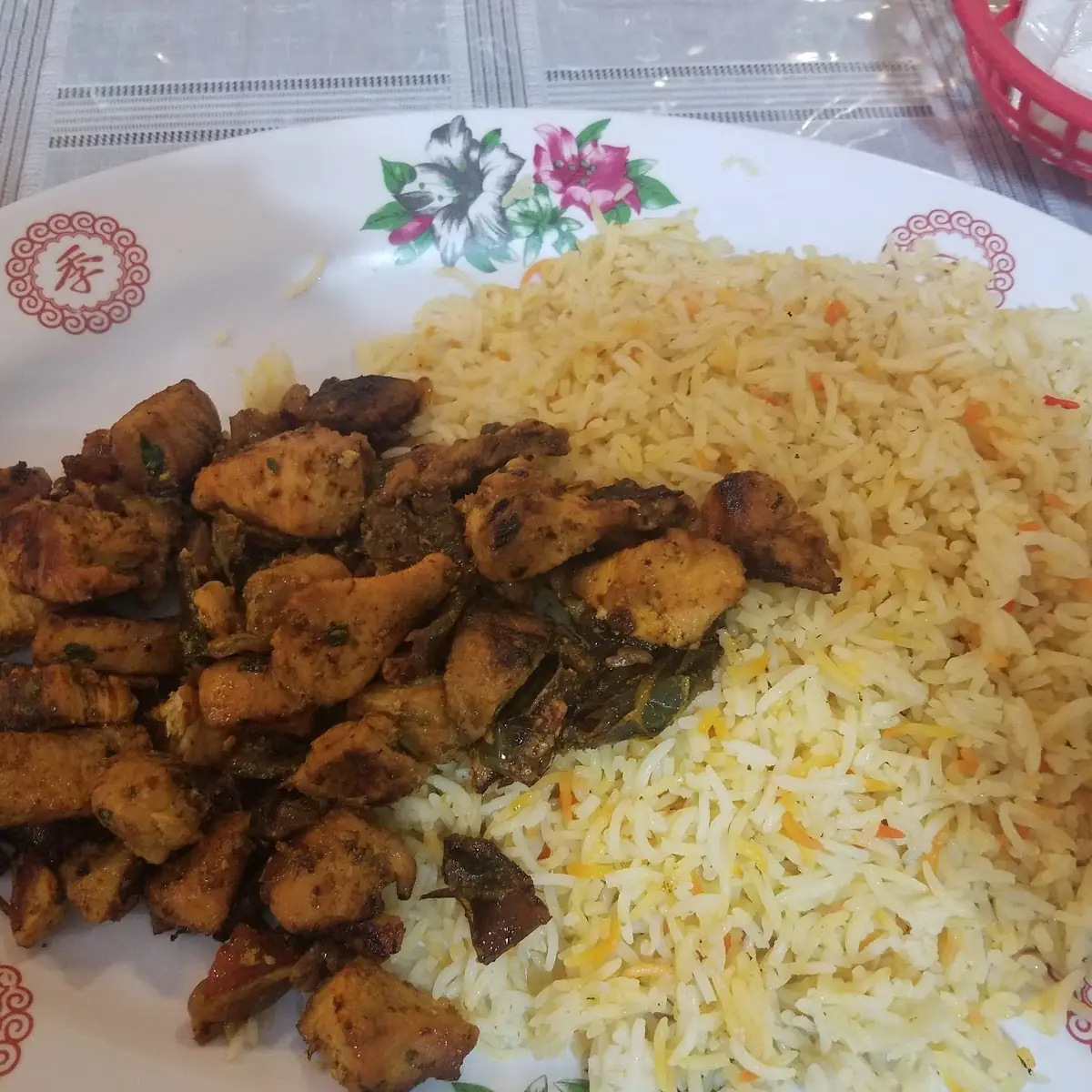 Chicken Kabab and Fried Rice