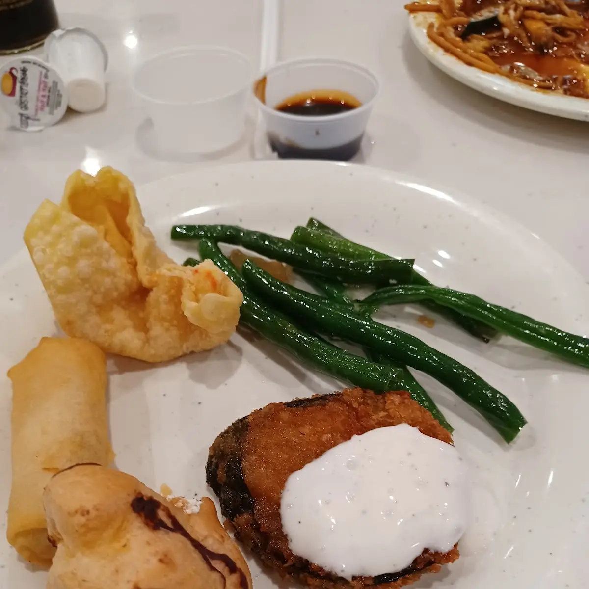 Green Beans Fried Zucchini and Egg Roll