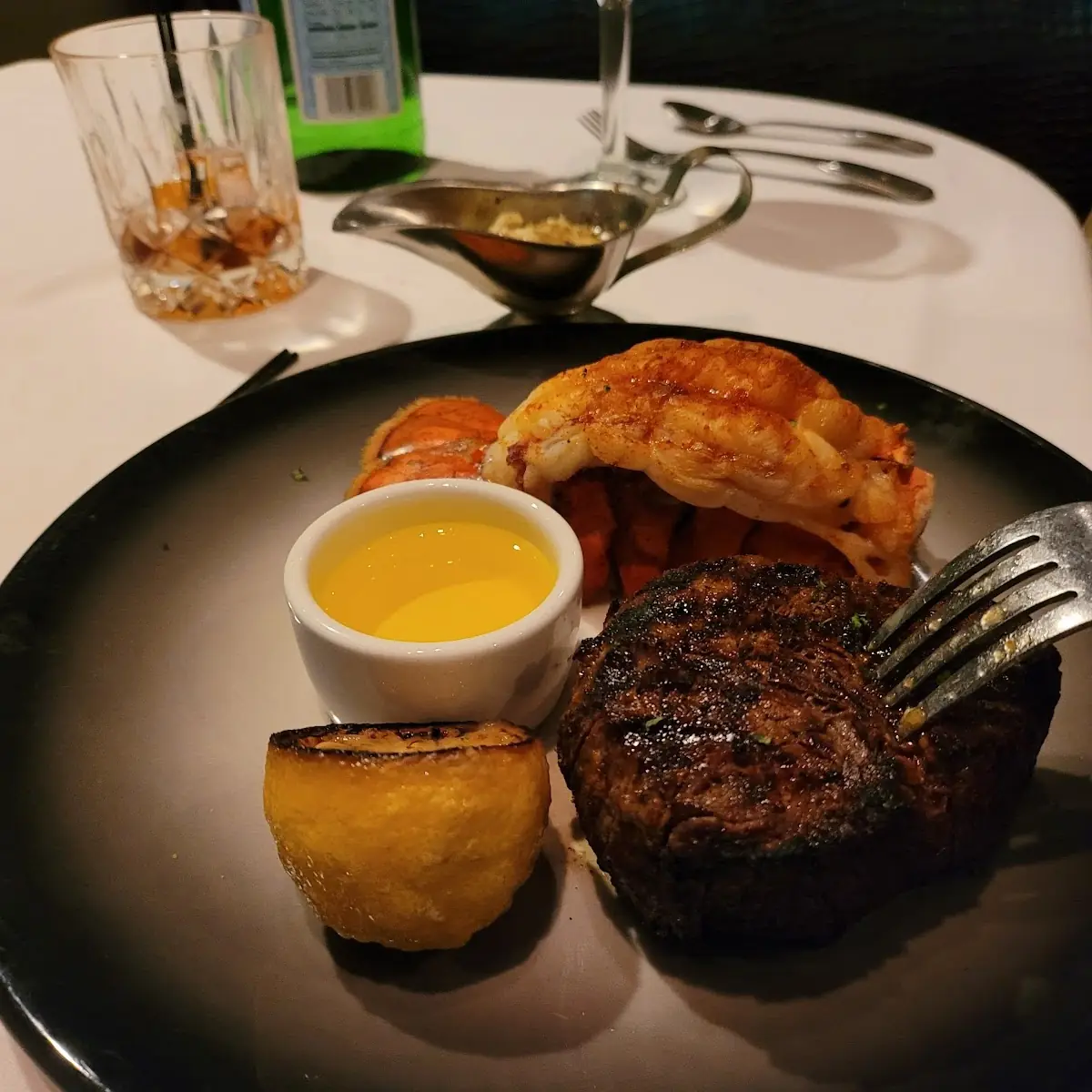 Filet Mignon 2 Grilled Shrimp & 2 Bacon Wrapped Sea Scallops