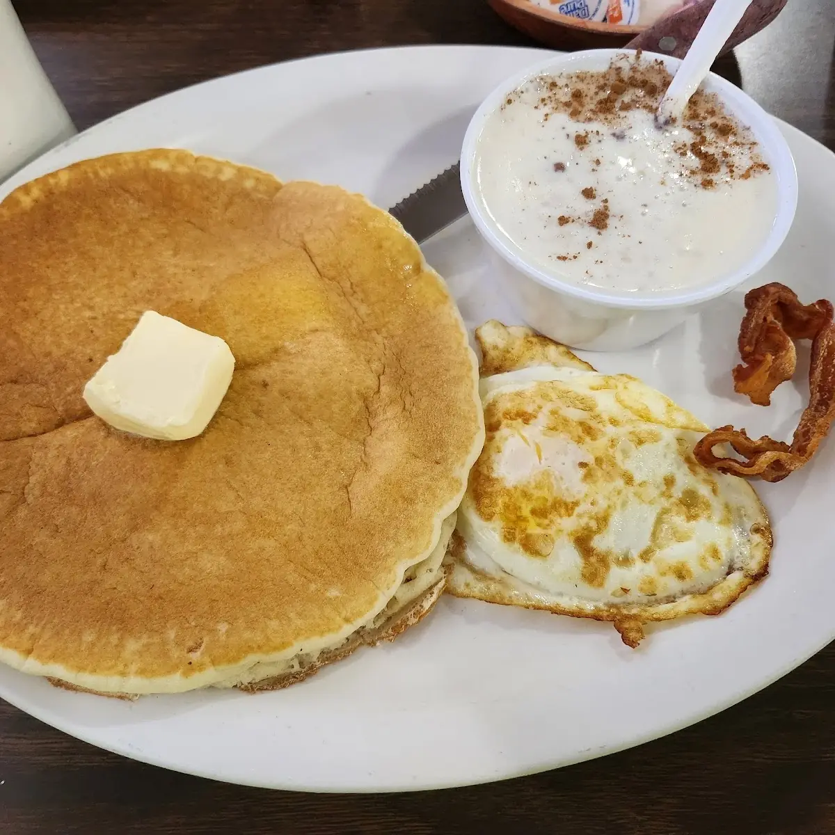 Pancakes Egg with Bacon Missing Half My Bacon