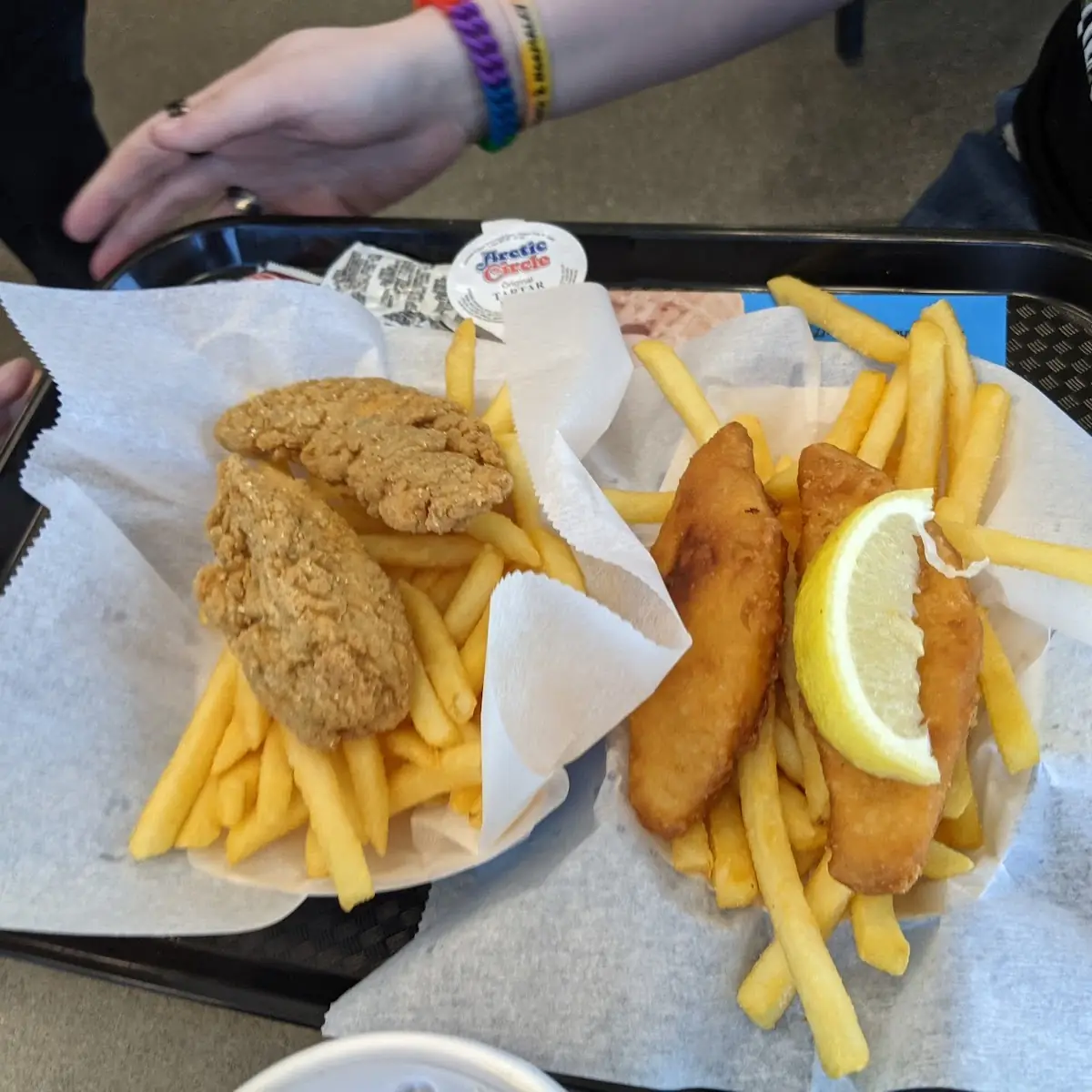Fish and Chips and Chicken Tenders with Fries