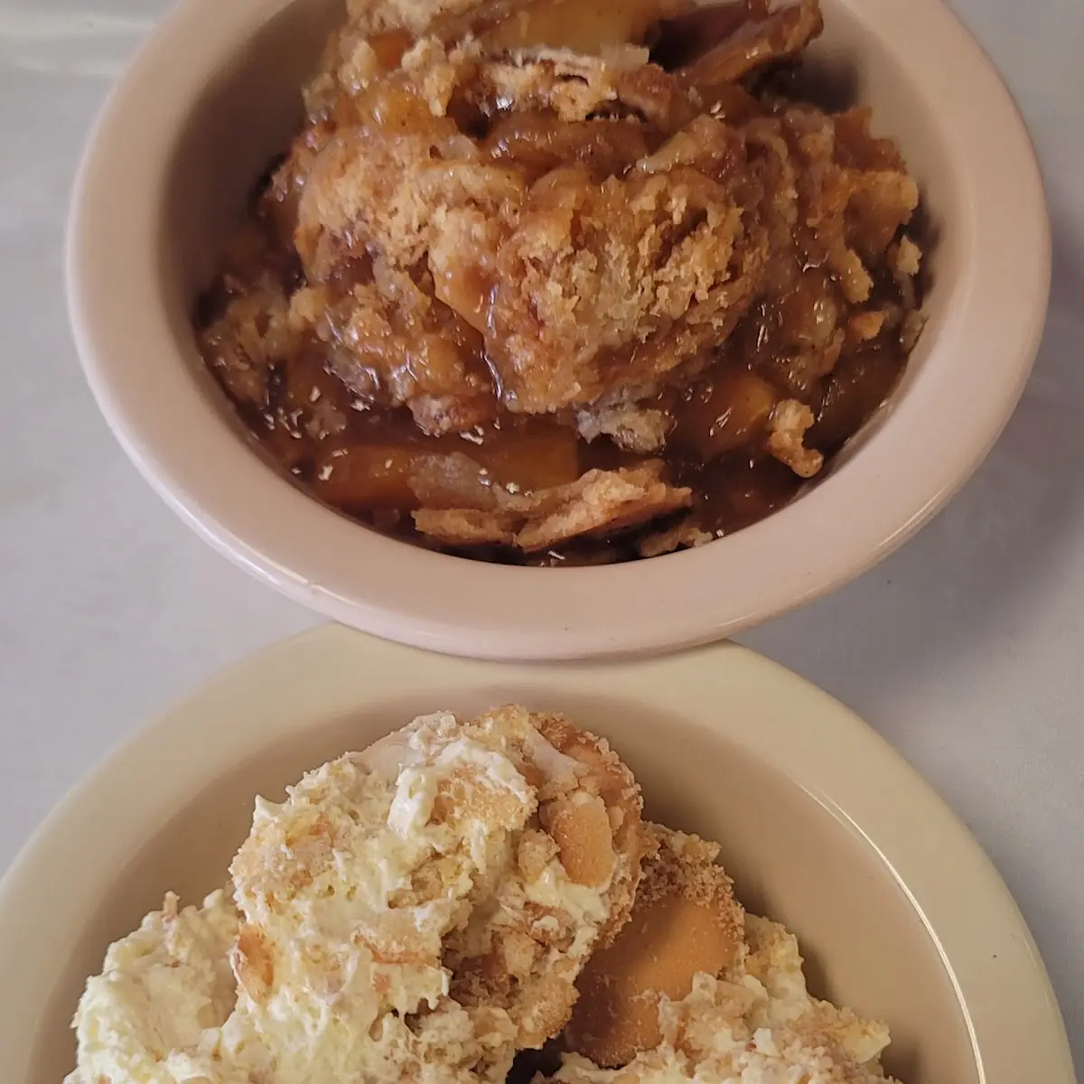Banana Pudding and Peach Cobbler