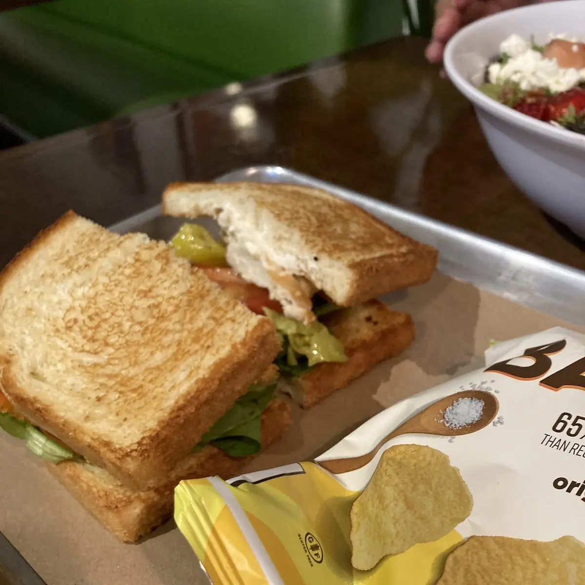 Chicken Pesto Sandwich with Chips
