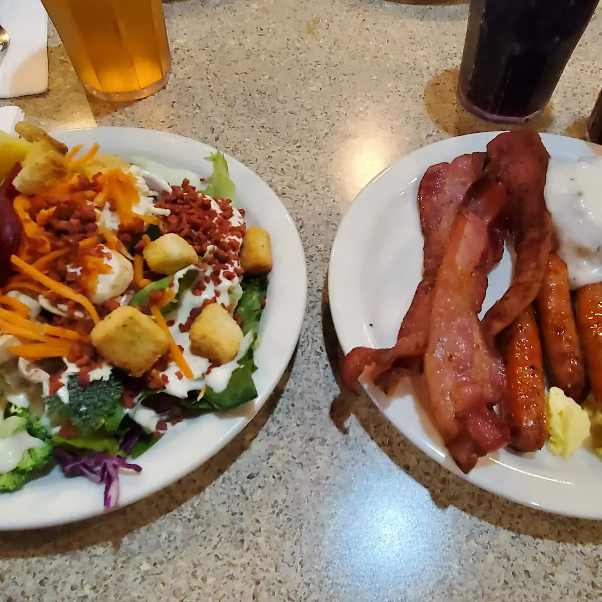 Eggs Sausage Biscuits and Gravy with Salad
