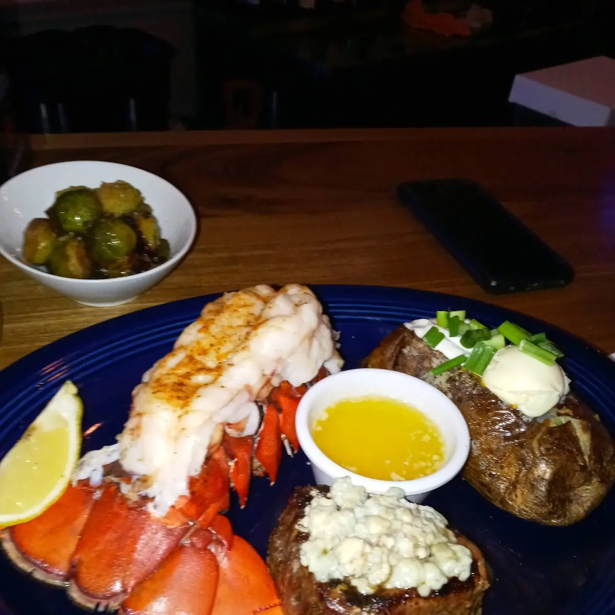 Blue Cheese Crusted Filet Mignon w Lobster Tail
