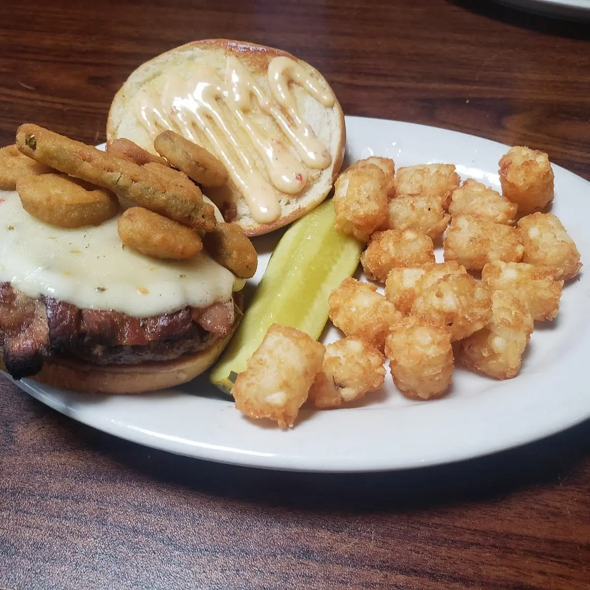 Shines Burger with Tater Tots