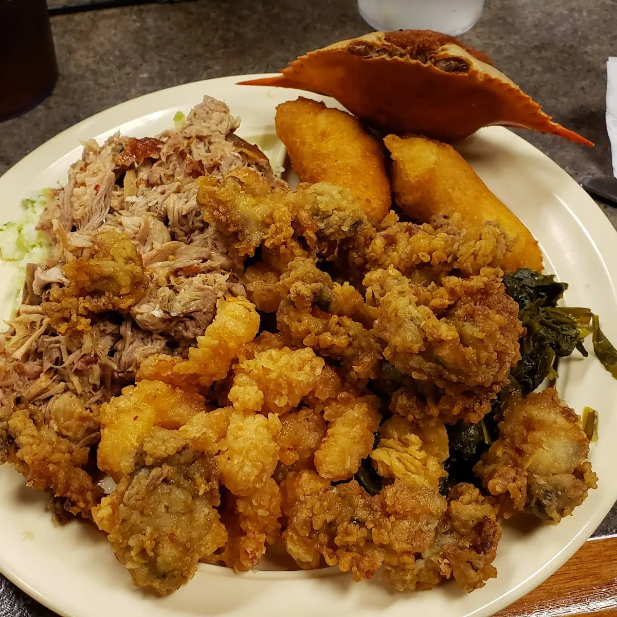 BBQ Fried Shrimp Fried Oysters Deviled Crab