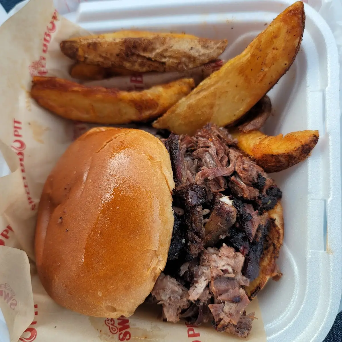 Chopped Brisket Sandwich with Potato Wedges