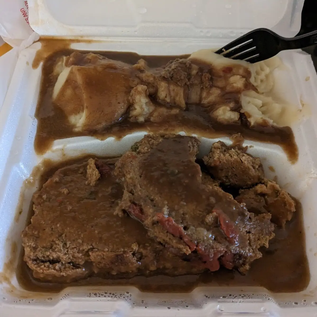Meatloaf with 2 Sides of Mashed Potatoes