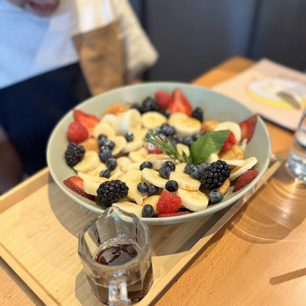 Fruit Pancake Platter with Maple Syrup