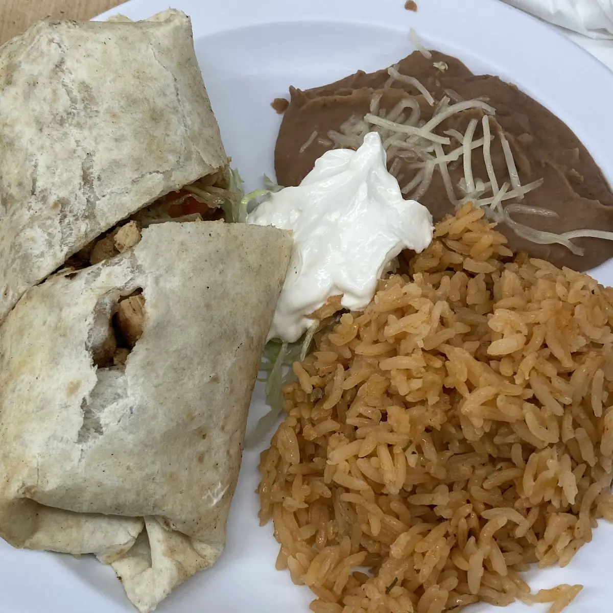 Chicken Burrito with Rice and Beans