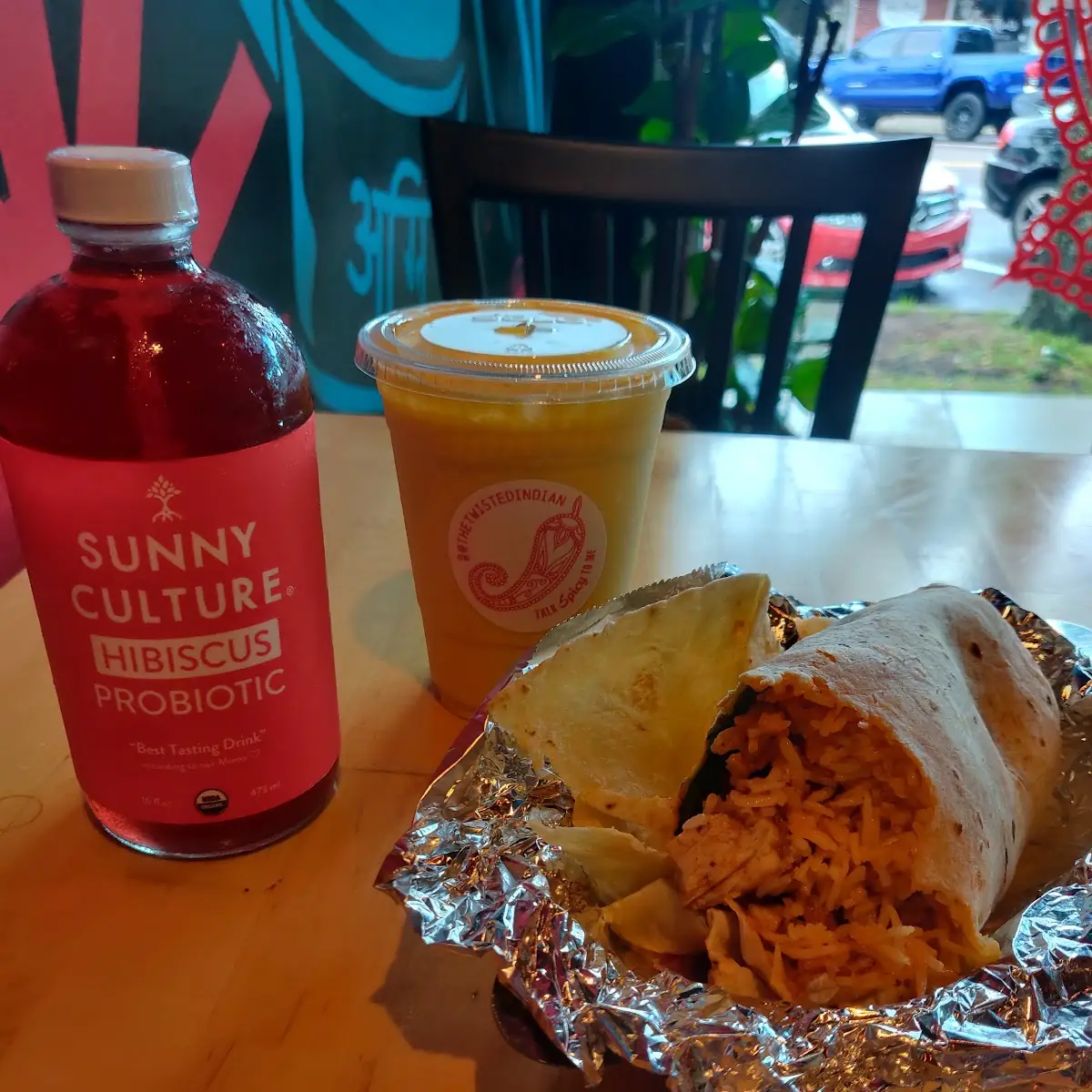 Mango Lassi& Chicken Marsala Currito