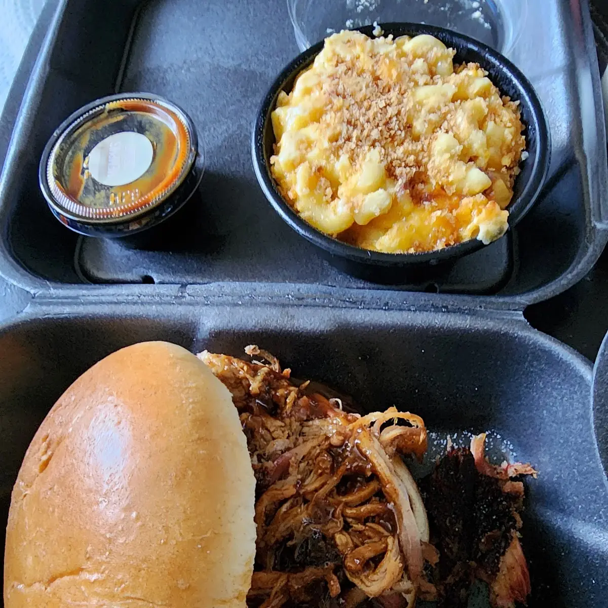 Pulled Pork Sandwich and Mac and Cheese