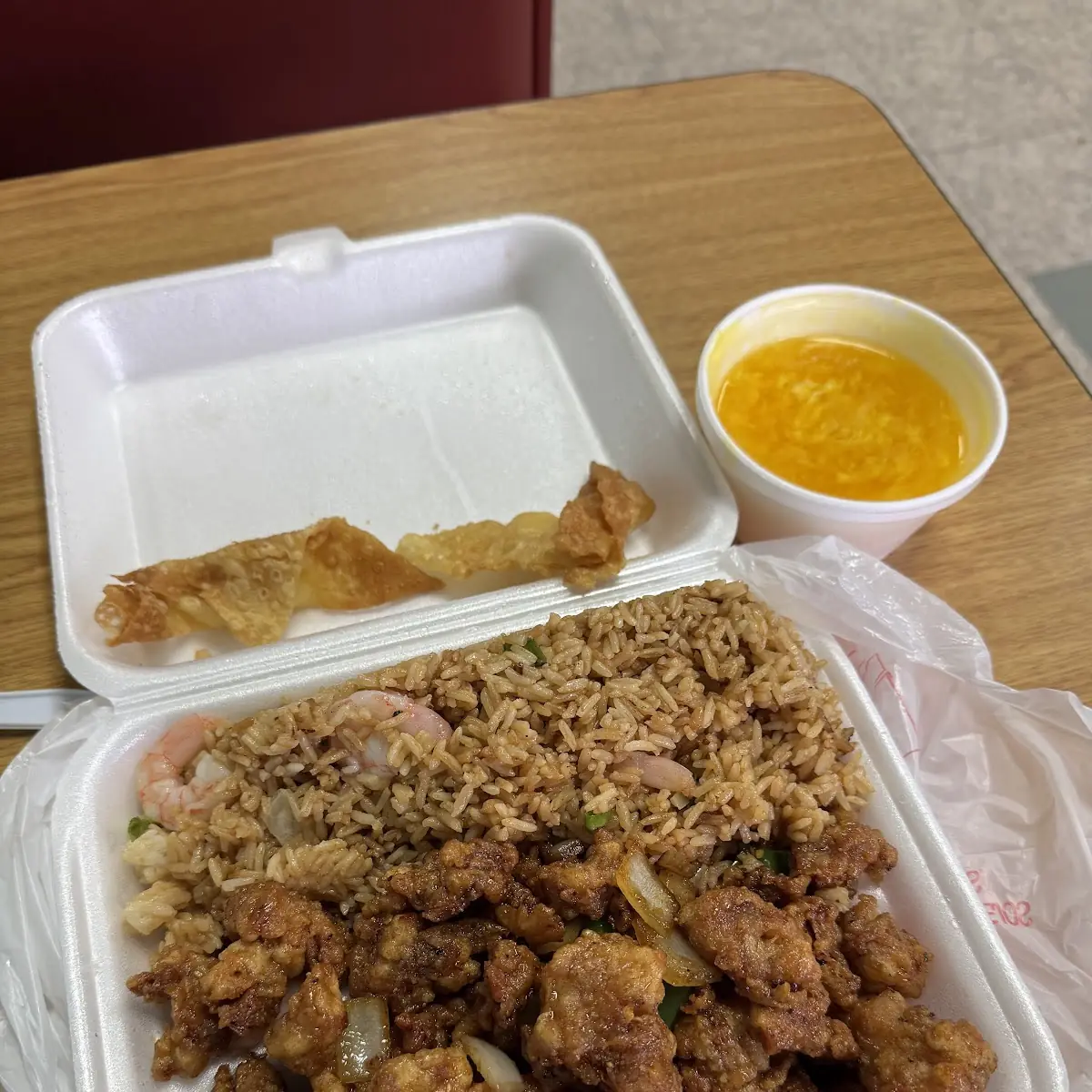 General TSO Chicken with Shrimp Fried Rice Lunch Combo