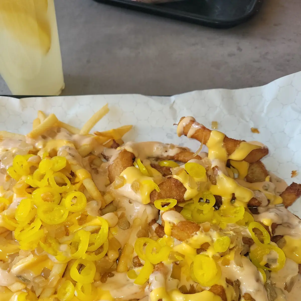Loaded Fries and Onion Rings
