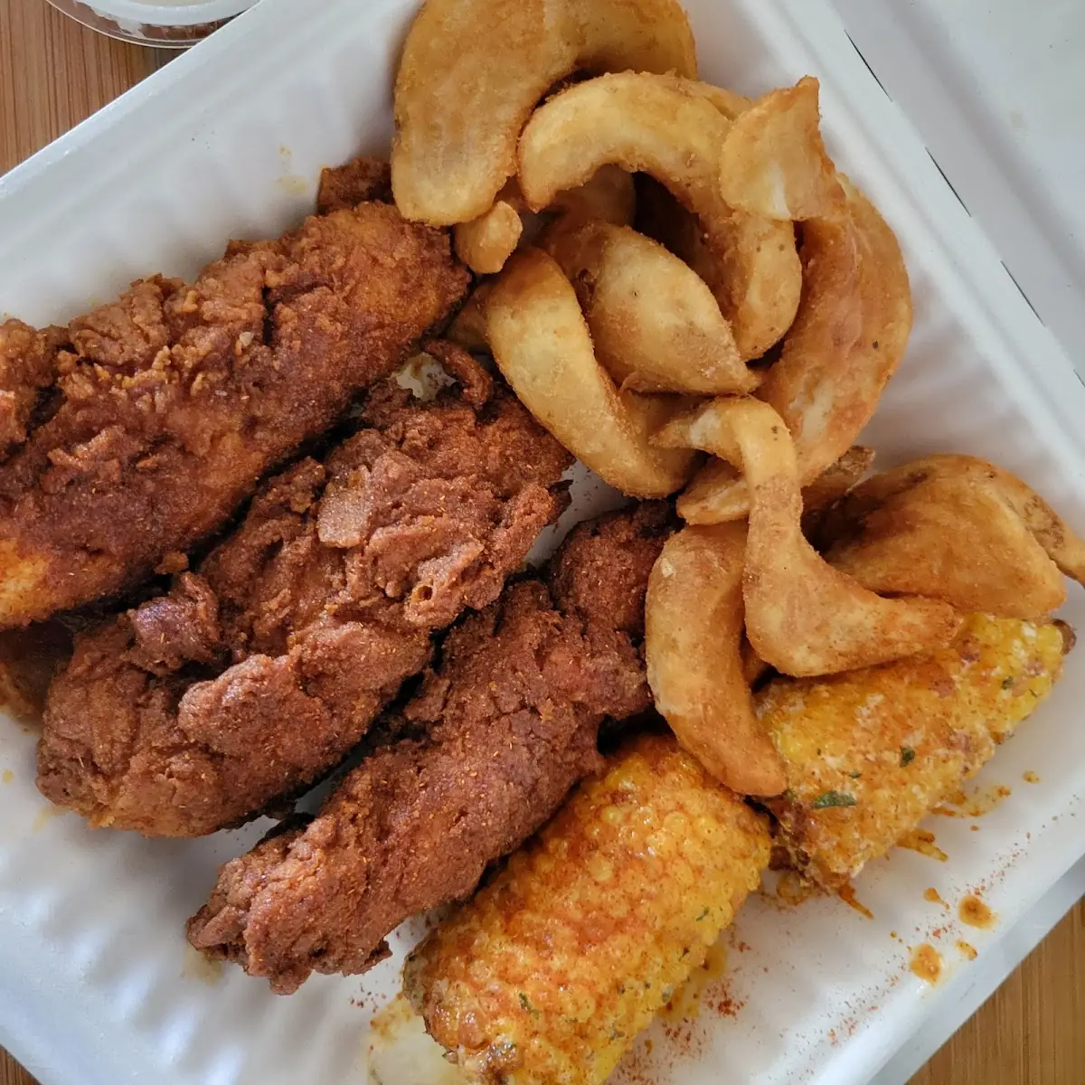 Chicken Strips with Sidewinder Fries & Corn