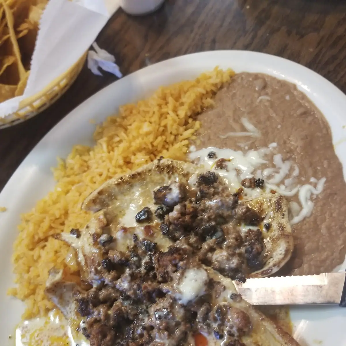1 Chile Relleno 1 Beef Taco Rice & Beans