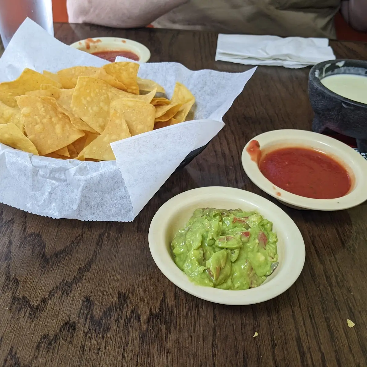 Chips Guacamole Salsa and Queso
