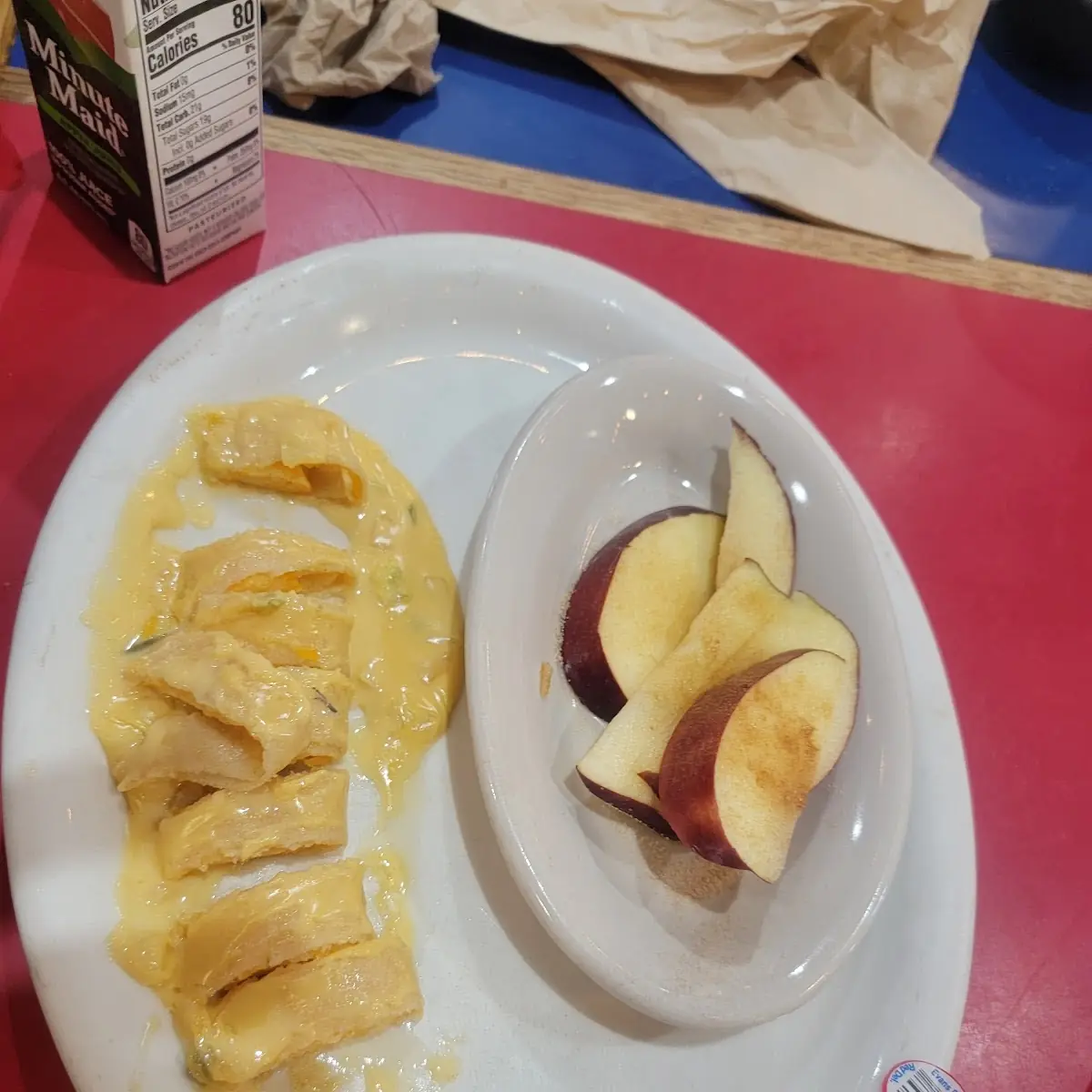 Child's Cheese Enchilada and Apple Slices
