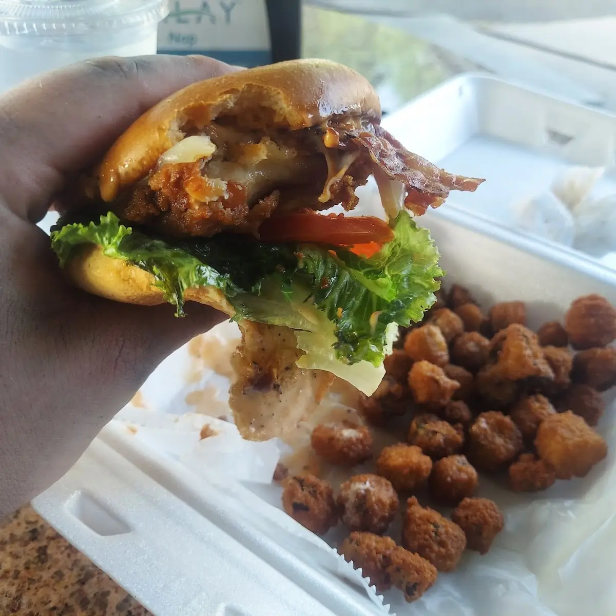Fried Chicken Sandwich with Fried Okra