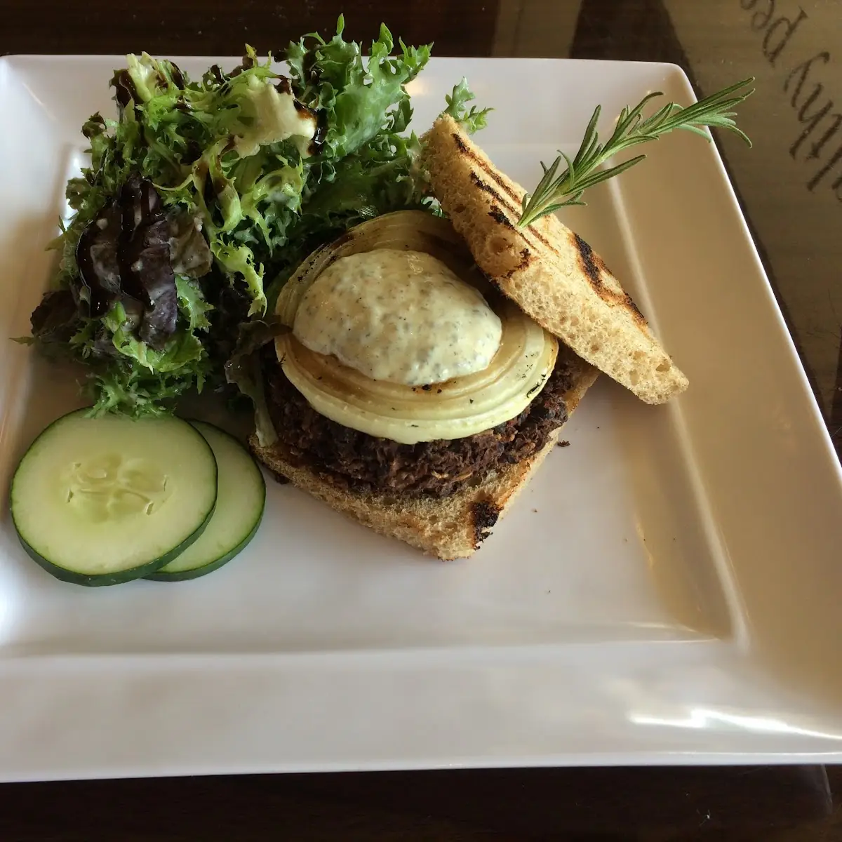 Organic Maitake Quinoa Black Bean Burger with Potato Chips and Mixed Spring Greens