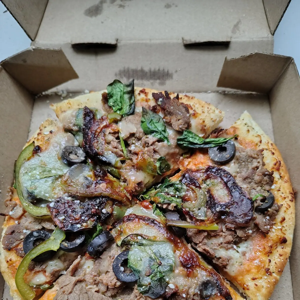 Steak and Veggie Pizza So