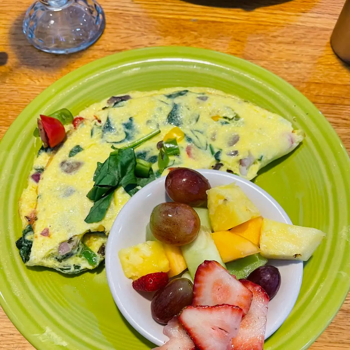 Veggie Omelette and Fruit Salad