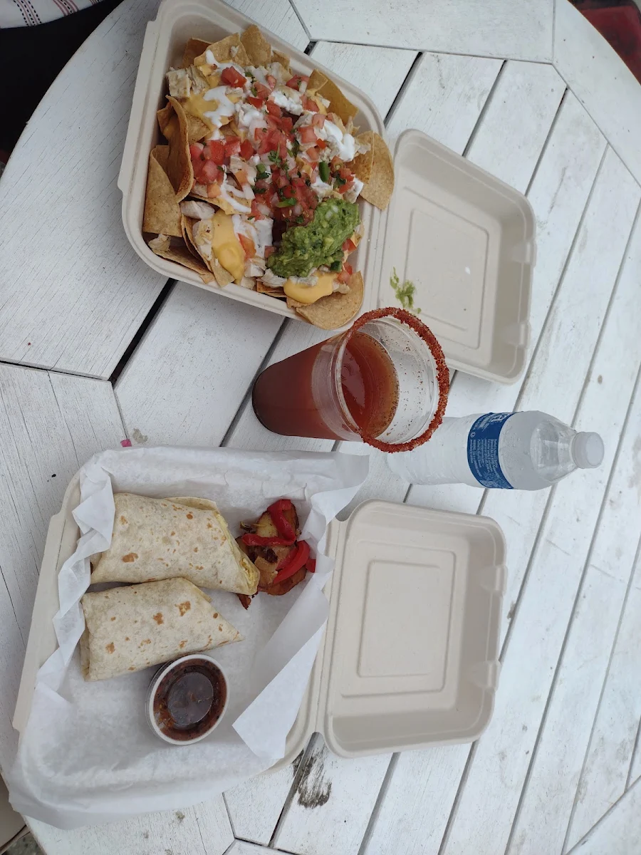 Breakfast Burrito and Chicken Nachos