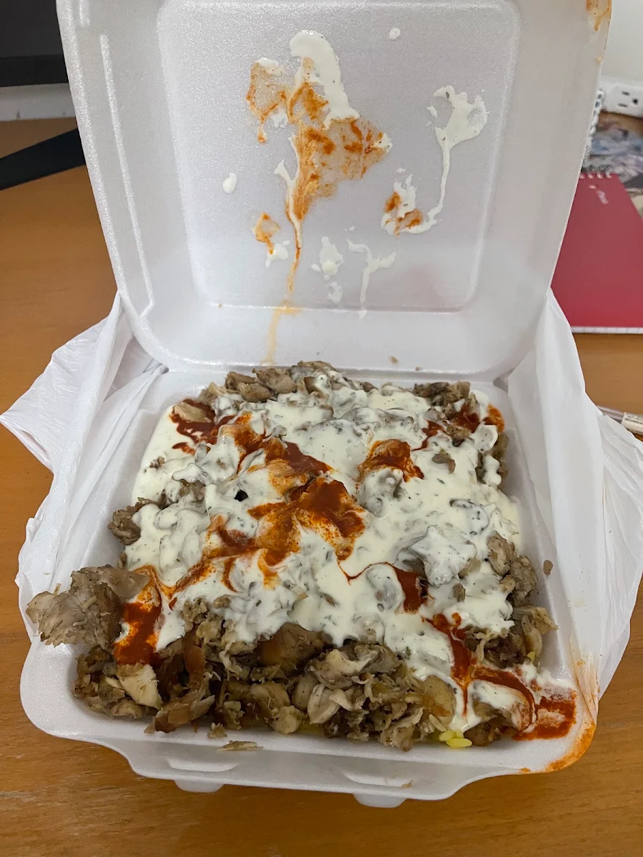 Half and Half Beef Rice and Fries Topped, Lazeez Shawarma