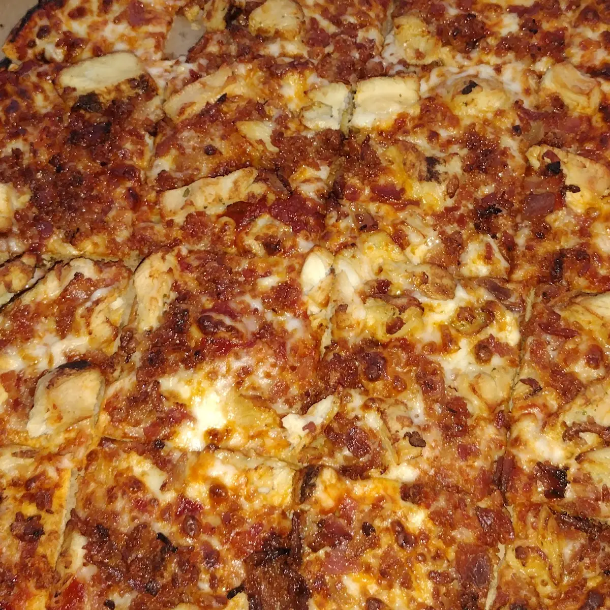 Chicken Bacon on Thin Crust with BBQ Sauce