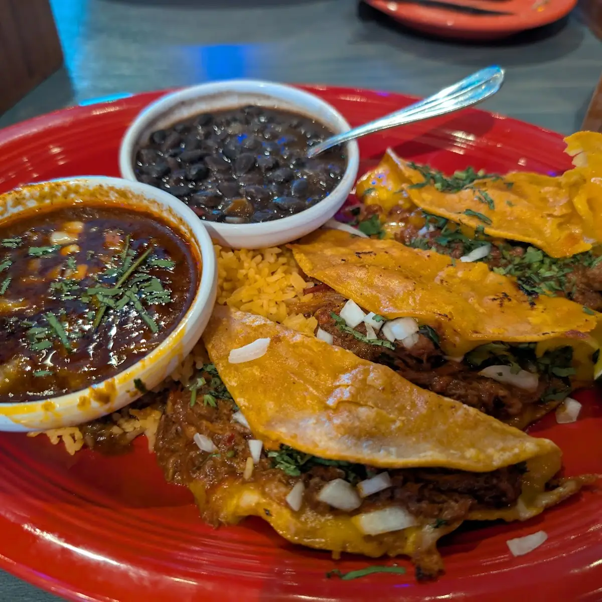 Tacos Rice Beans and Salsa
