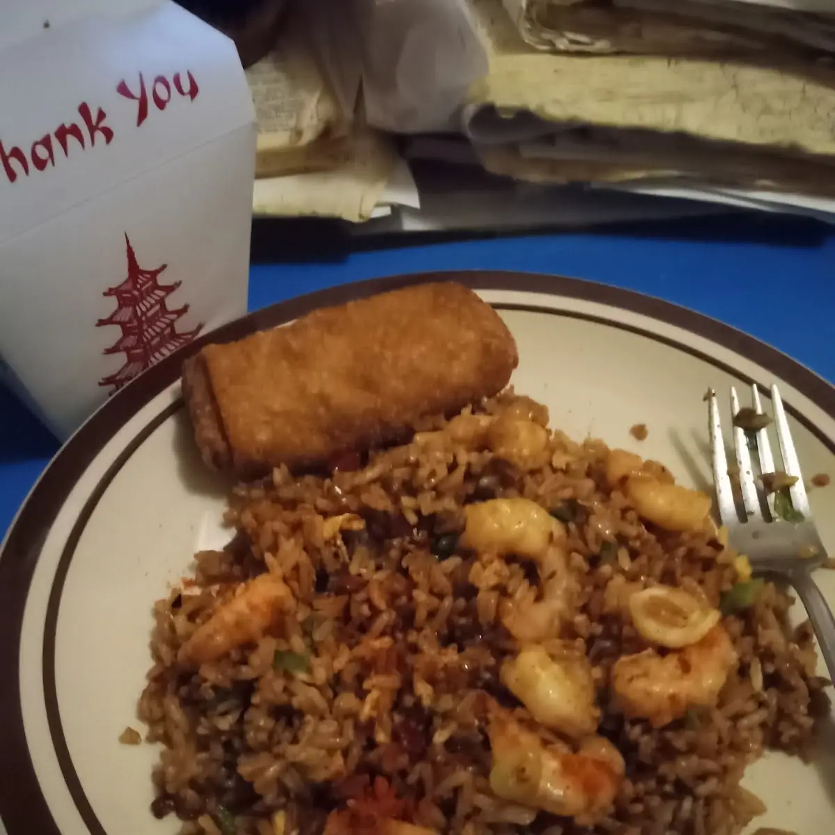 Shrimp Fried Rice and Egg Rolls