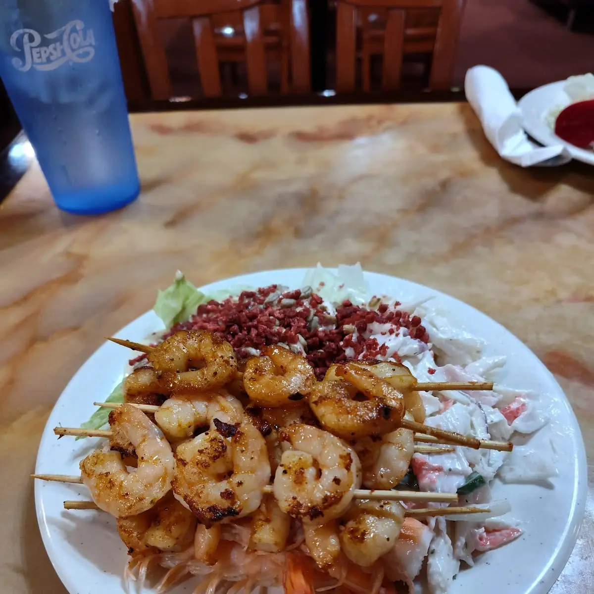 Salad Bar and Grilled Shrimp