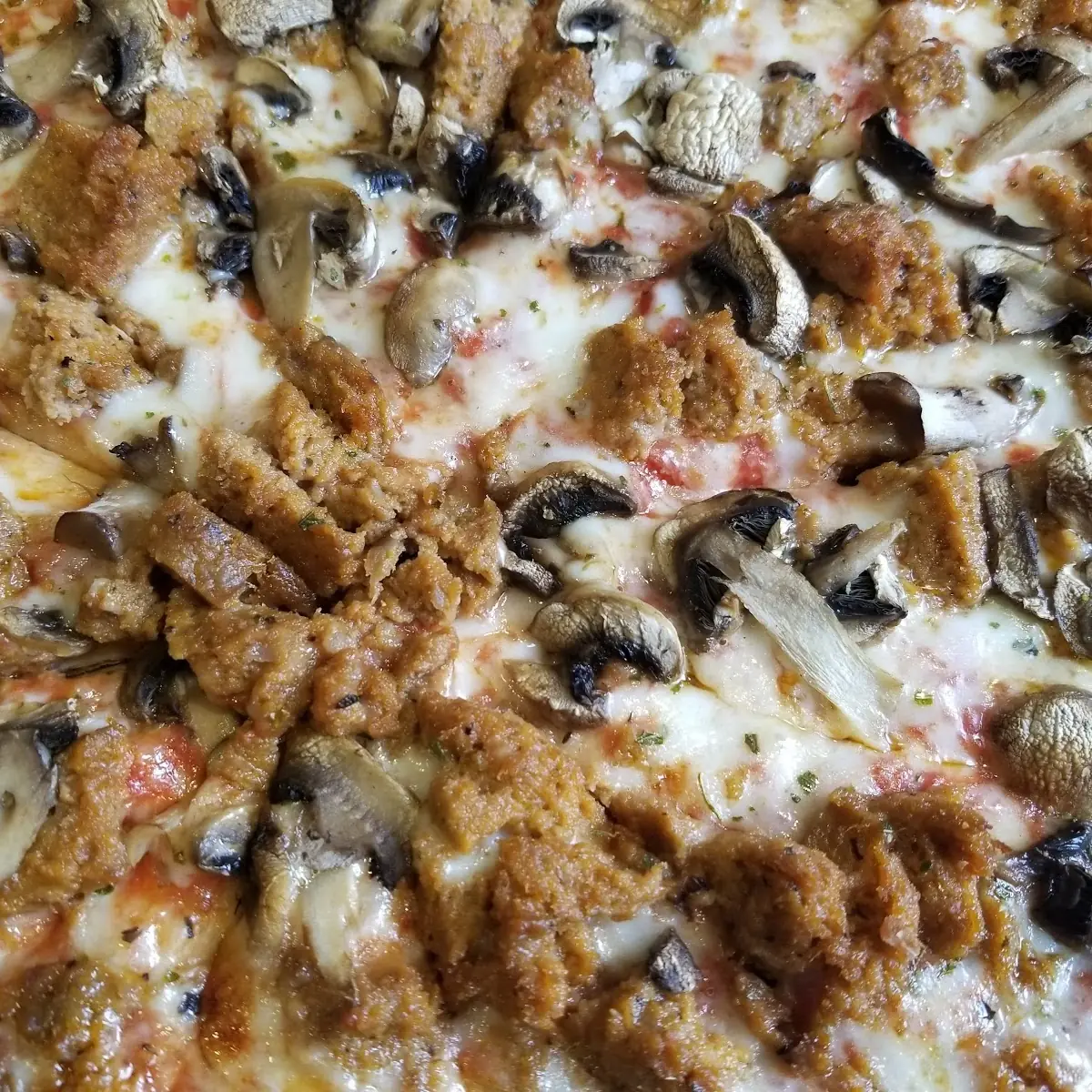 Meatball and Mushroom Pizza