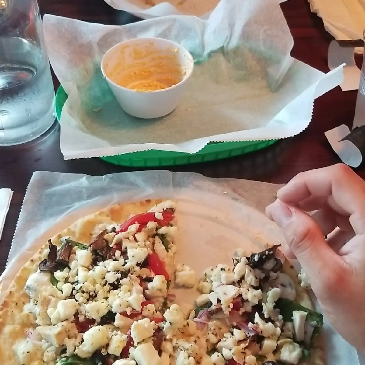 Greek Pizza with Buffalo Chicken Dip