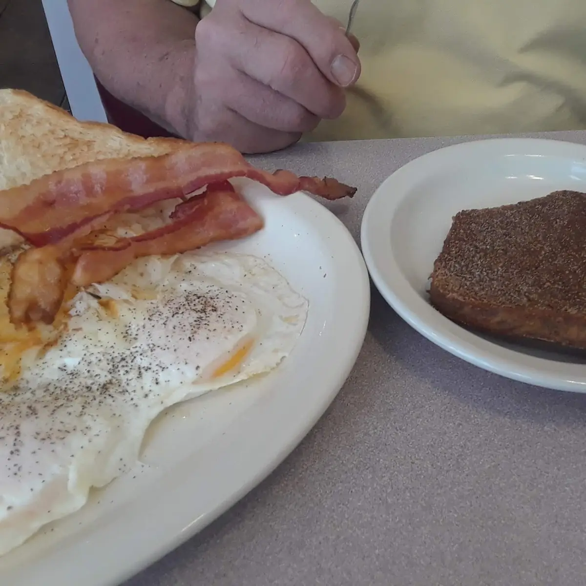Eggs over Easy Hash Browns and Toast