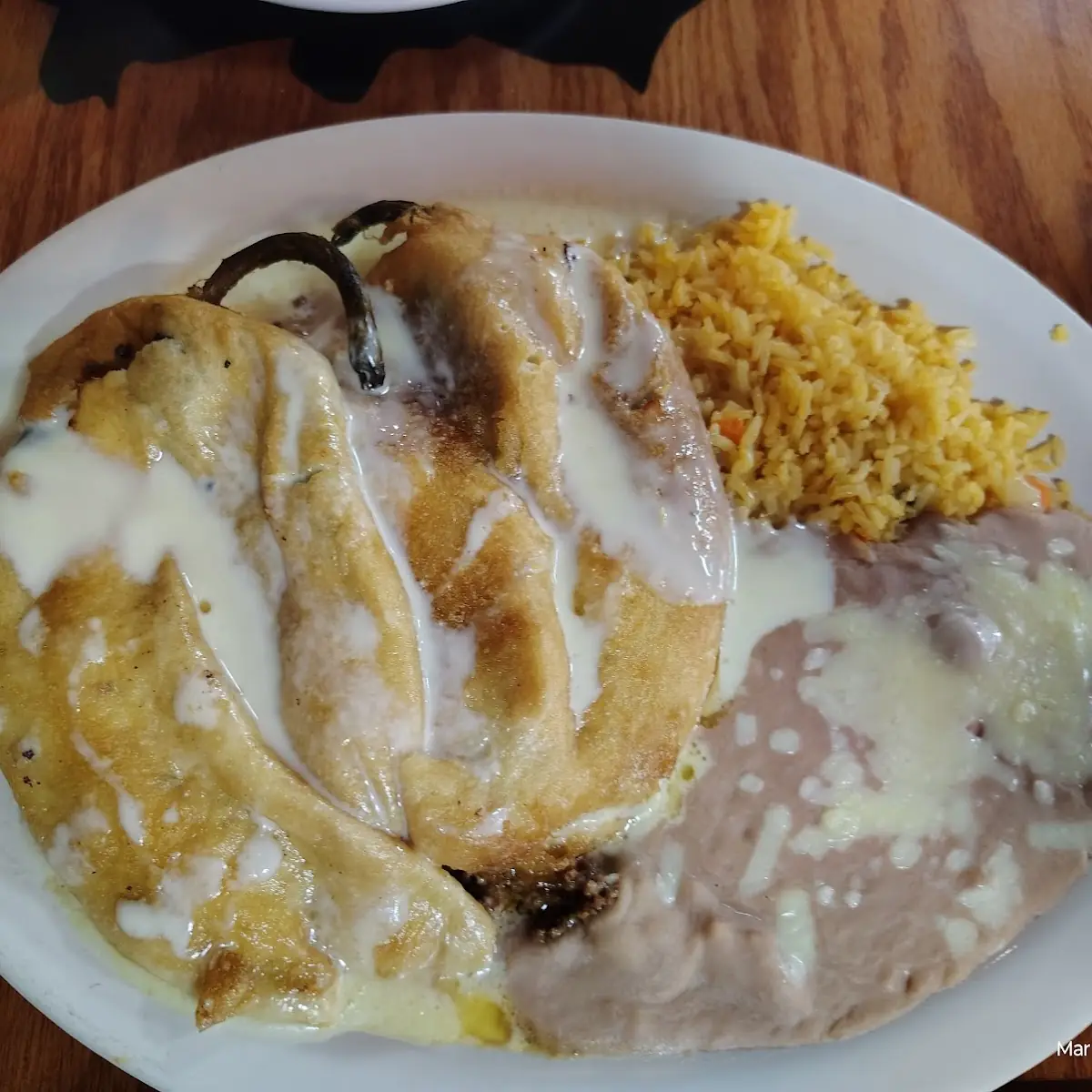 Chile Relleno Enchilada Rice and Beans