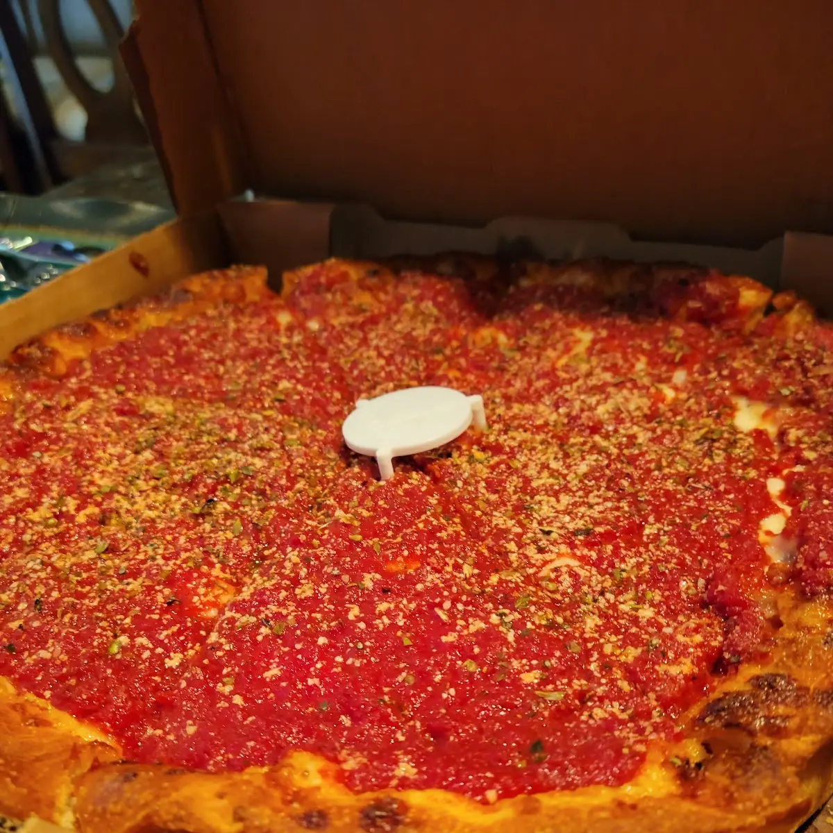Chicago Style Pizza Size Medium Cut into 8 Pieces