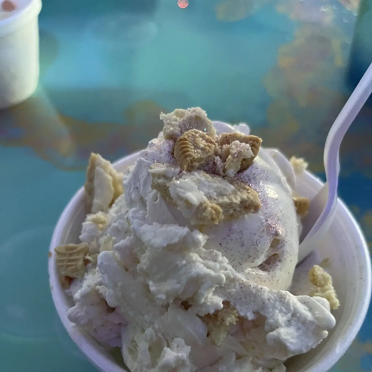 Lavender Vanilla Ice Cream w White Oreo Crumbles