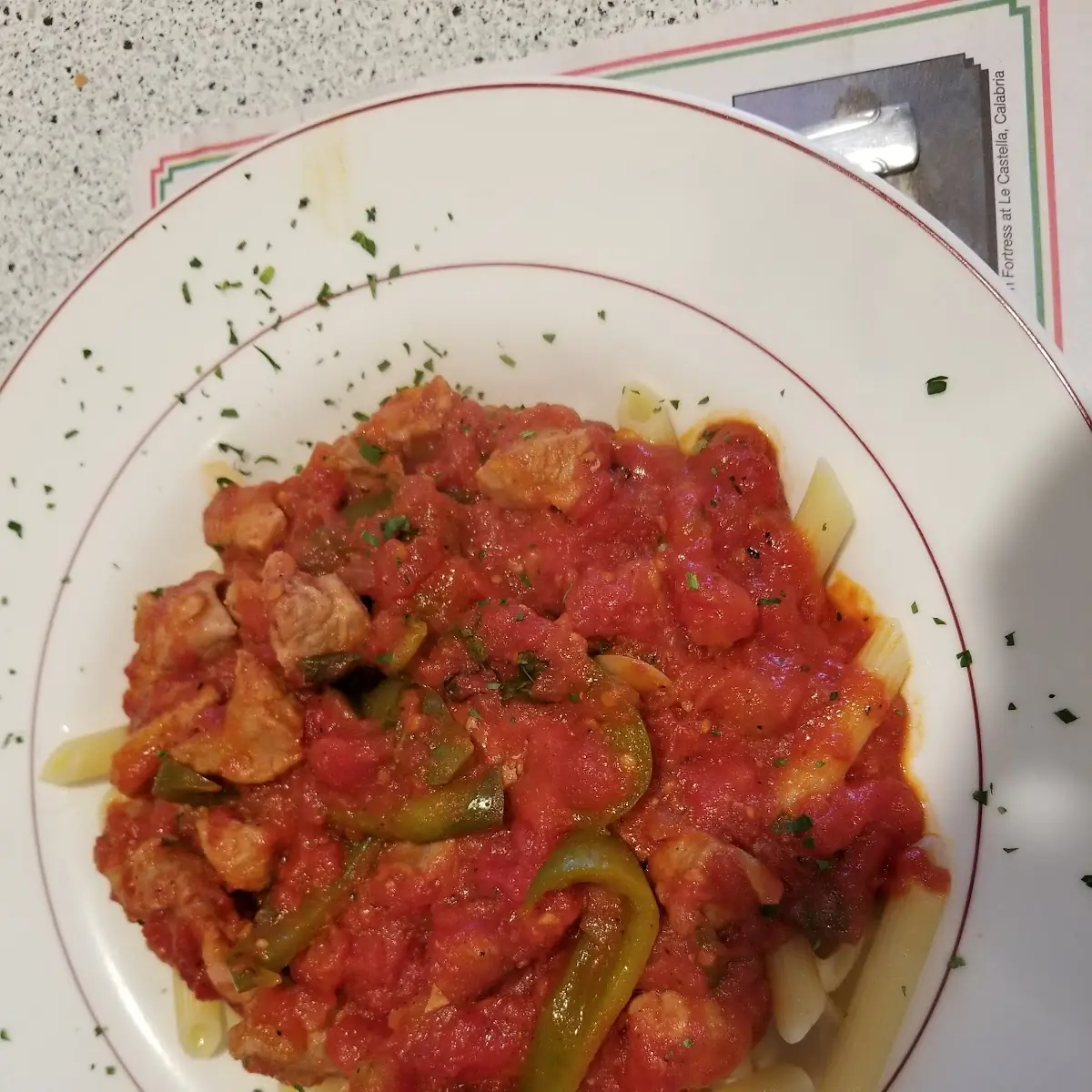 Veal and Peppers with Penne Pasta