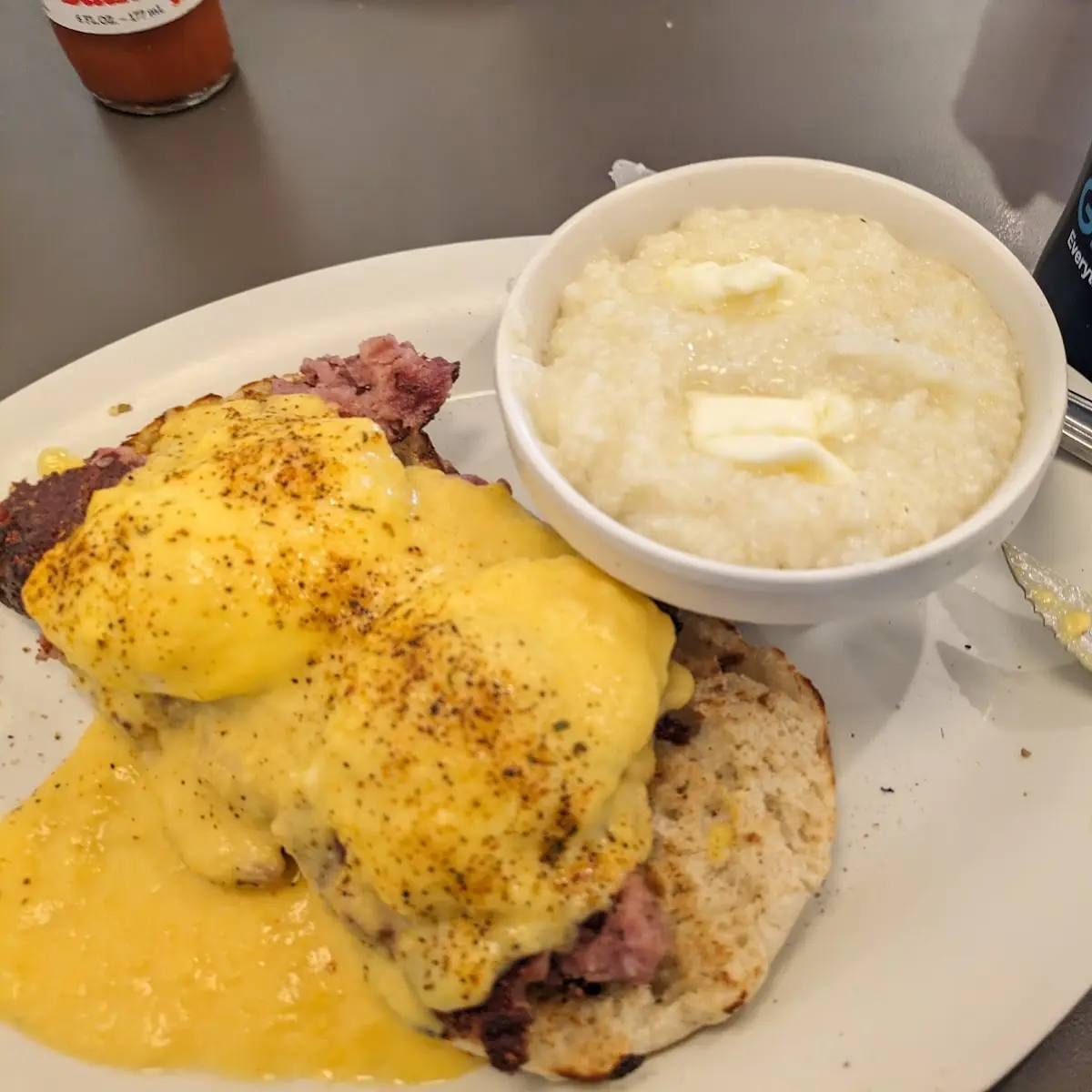 Corned Beef Hash Eggs Benedict and Grits