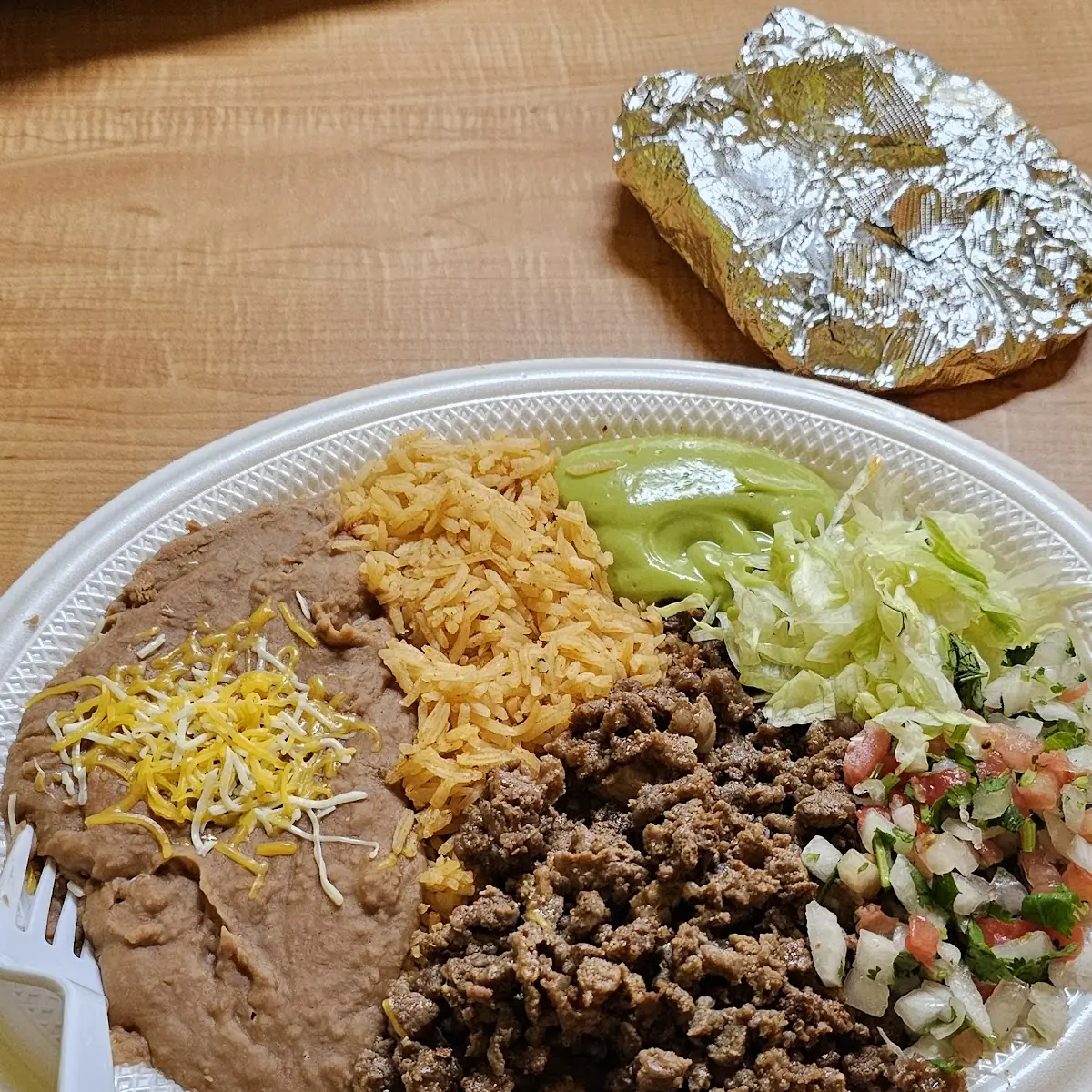 Carne Asada Rice and Refried Beans