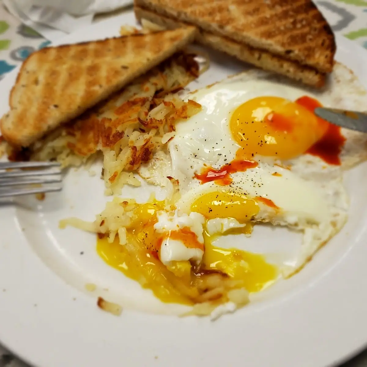 Hash Brown & Eggs and Toast