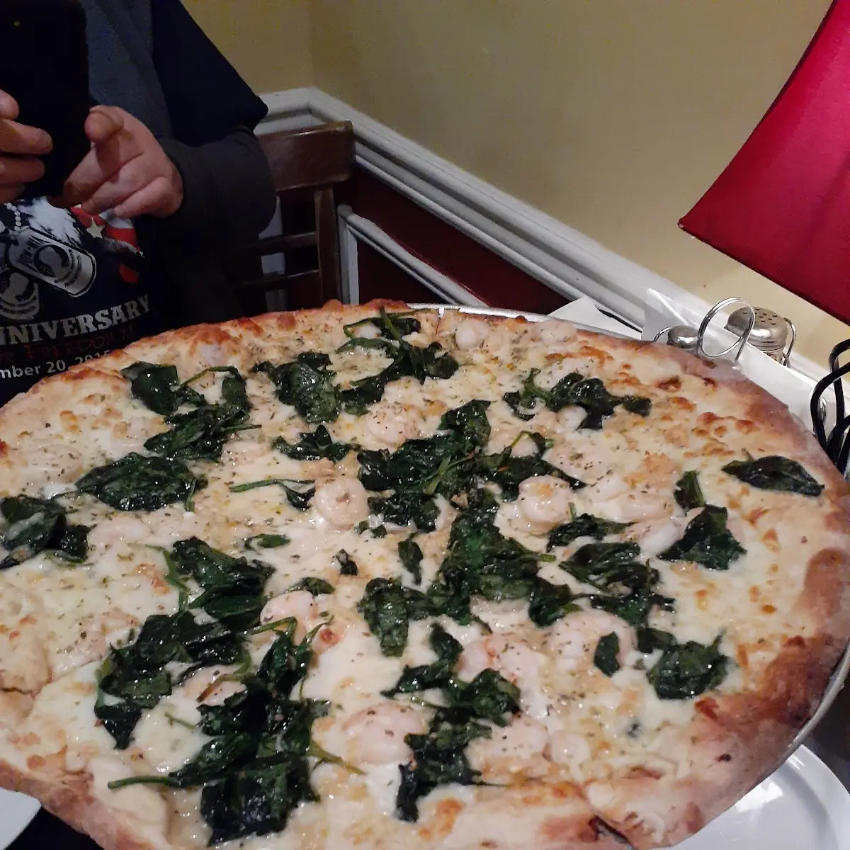 Shrimp Scampi Pizza with Spinach
