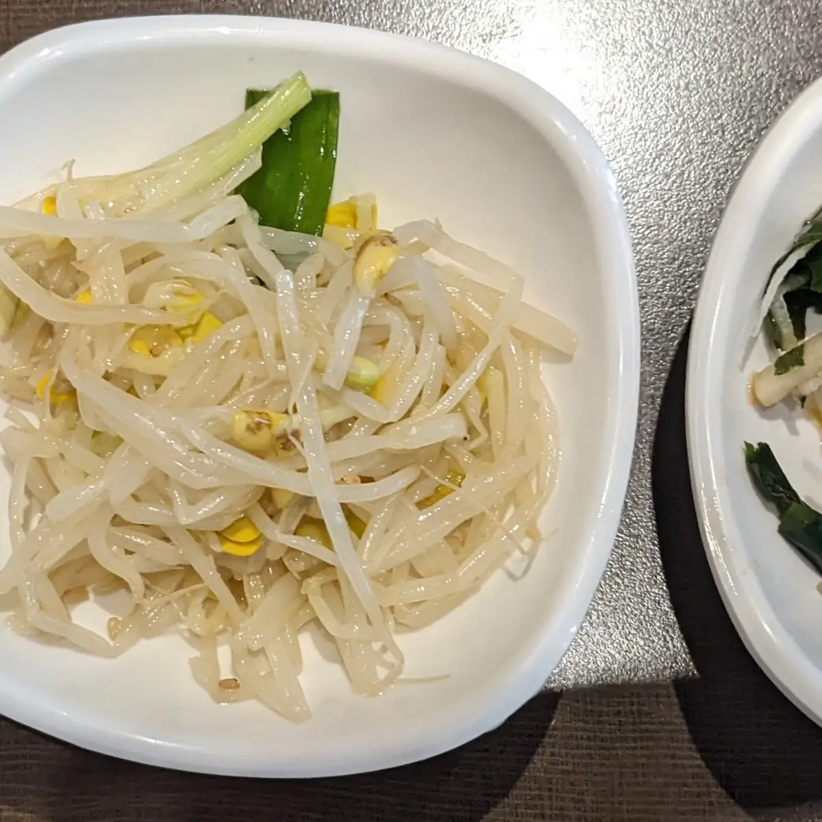 Complimentary Appetizers Kimchi Bean Sprouts and Kelp Seaweed, Seoul 2 Soul