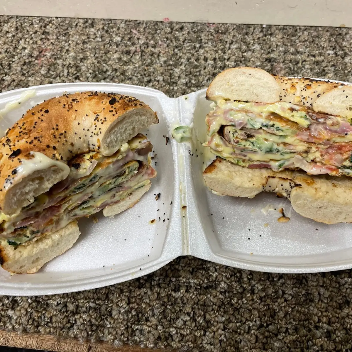 Western Omelette on Everything Bagel