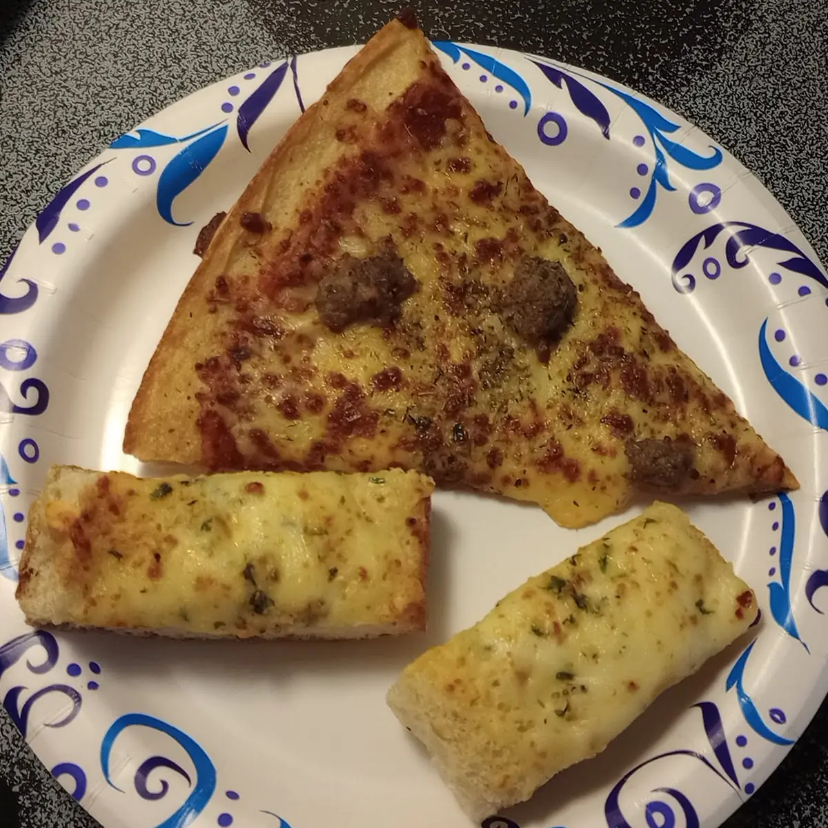 Sausage Pizza and Cheese Bread