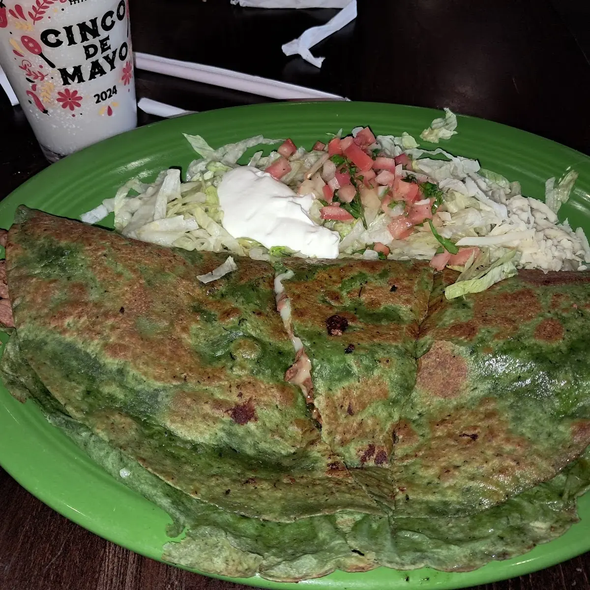 Steak Quesadilla in Spinach Wrap