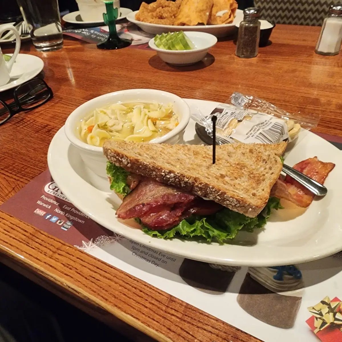 Half blt Sandwich with Chicken Noodle Soup
