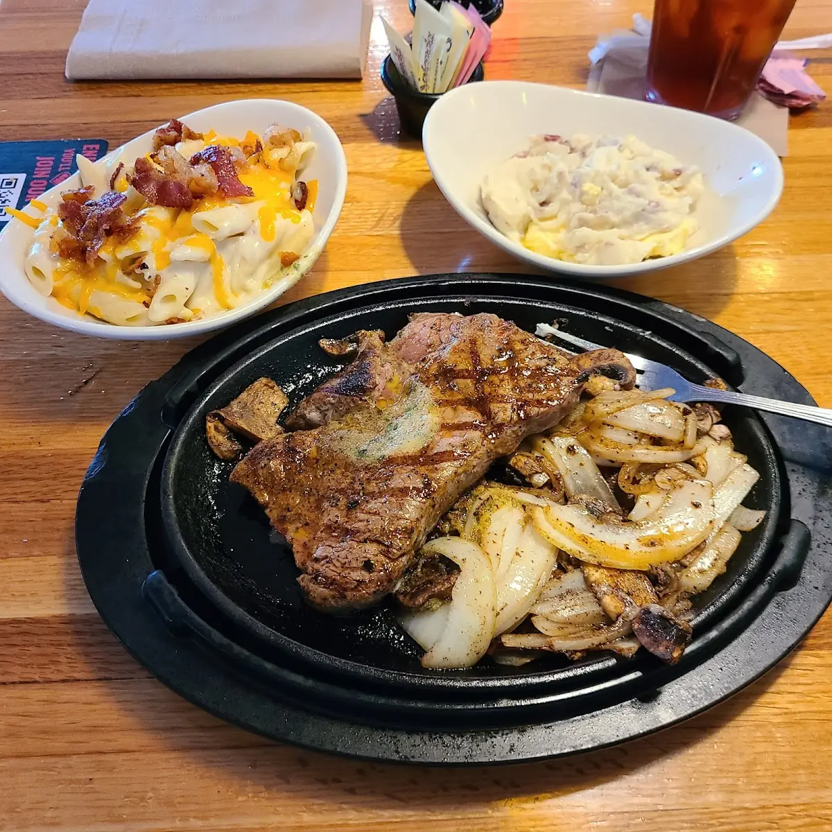 Bourbon Street Steak Mashed Potatoes and Mac and Cheese